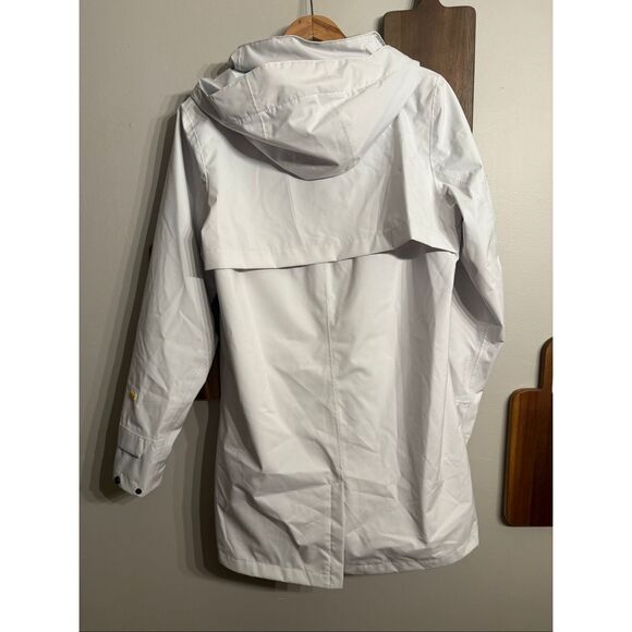 Helly Hansen White Aden Waterproof Insulated Hooded Long Rain Jacket Medium - Picture 2 of 6